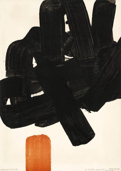 Pierre Soulages (FR) – Kompozícia | 1968 | litografia | 96,5 x 74 cm