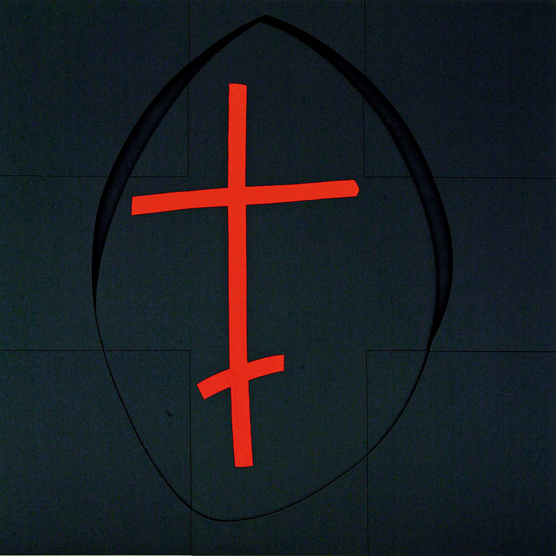 Rudolf Sikora (SK) – Z cyklu Malevičov hrob VI. | 1994 – 2005 | akryl, drevo a plátno | 300 x 300 cm